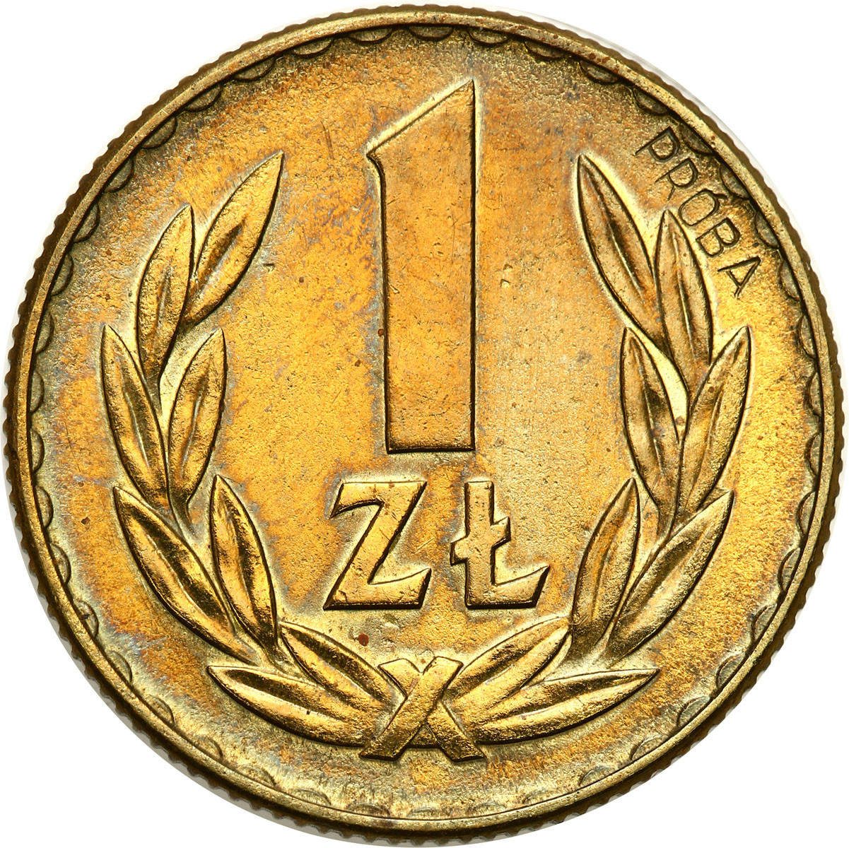 PRÓBA mosiądz 1 złoty 1957 NAKŁAD 100 sztuk